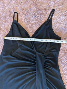 SHEIN Black Asymmetrical Ruched Slip Dress